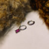 NIMOR oorbellen van 925 zilver met gekleurde stenen in Magenta, Crystal, Emerald en Azure