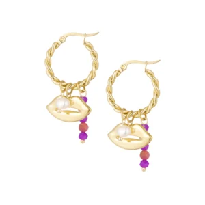 Kato Magenta oorbellen goud