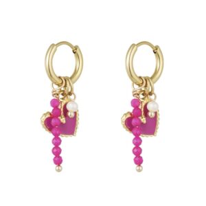 Amelie Magenta oorbellen goud