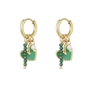 Amelie Emerald oorbellen goud